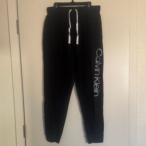 Calvin Klein M Black Sweatpants with White Text Lounge Sleepwear